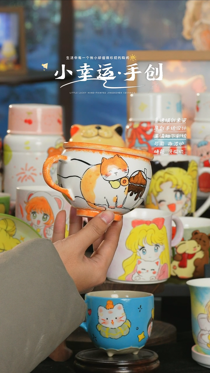 【闪购商品】小幸运纯手工手绘陶瓷