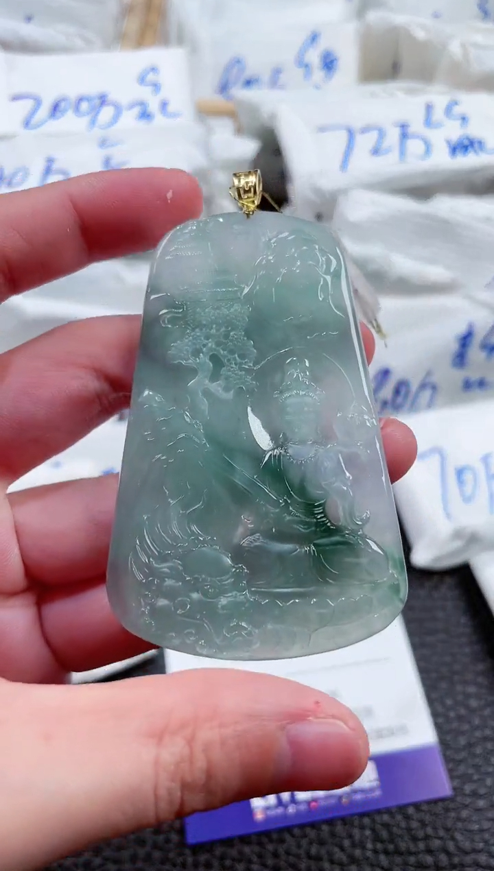 【闪购商品】翡翠颈饰18K金镶嵌00002574文殊