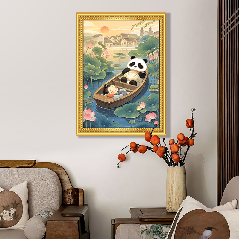 钻石画2025新款熊猫满钻石绣装饰儿童礼物送朋友礼物diy手工贴画