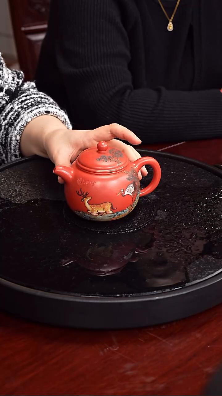 茶壶紫砂沈建康 匏尊175 一品海棠红 280毫升(余量）