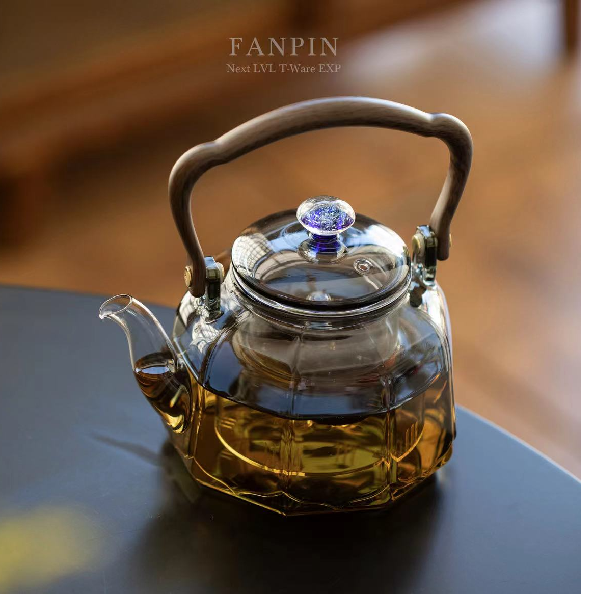高硼硅玻璃高级灰莲花煮茶壶双内胆