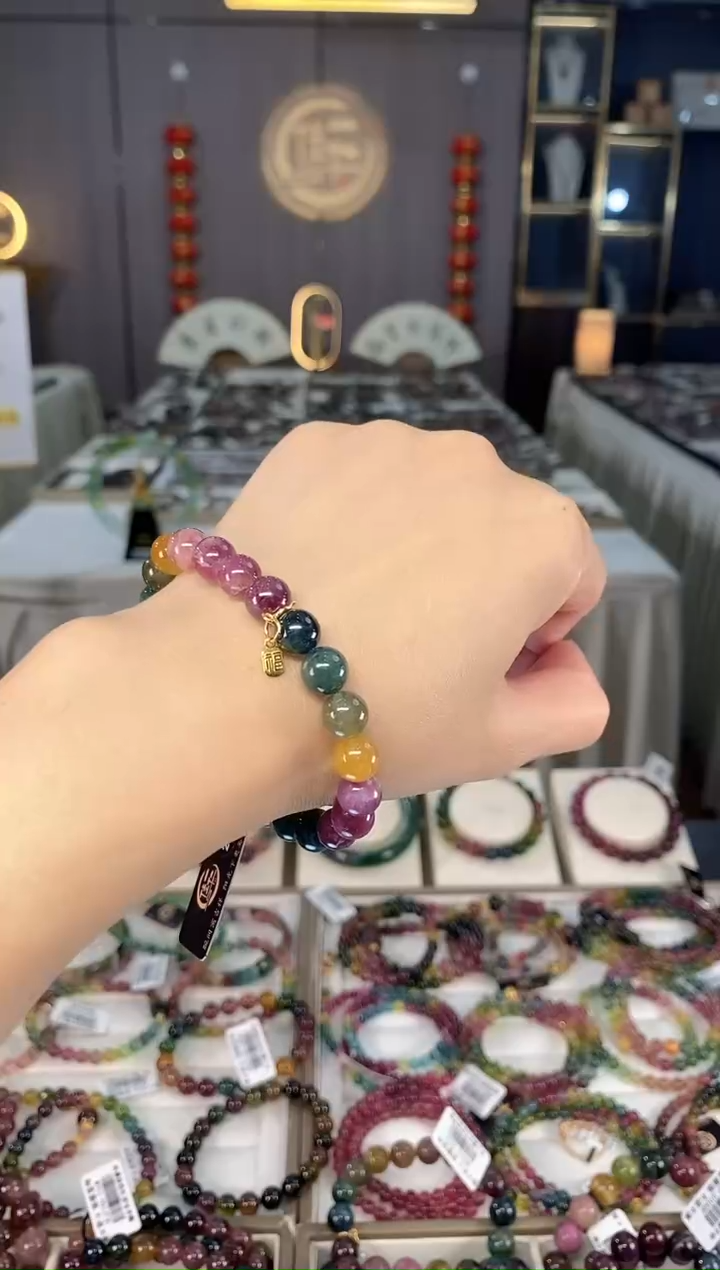 未镶嵌老矿碧玺色标单圈手串8mm+碧玺hon多样性发货一条