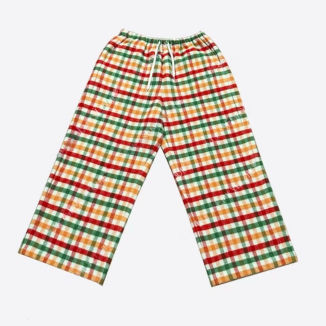 设计款时尚四色彩格羊毛混纺秋冬直腿裤 79064