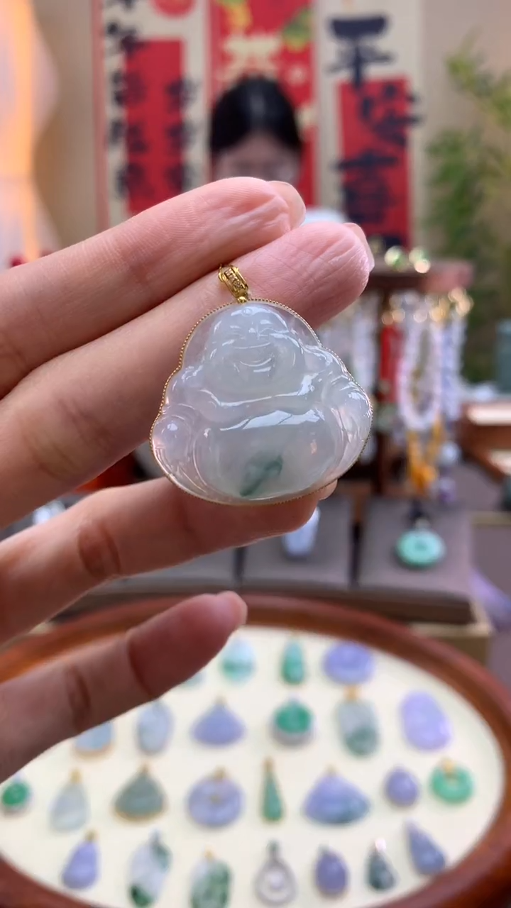 【闪购商品】翡翠颈饰18K金镶嵌佛公