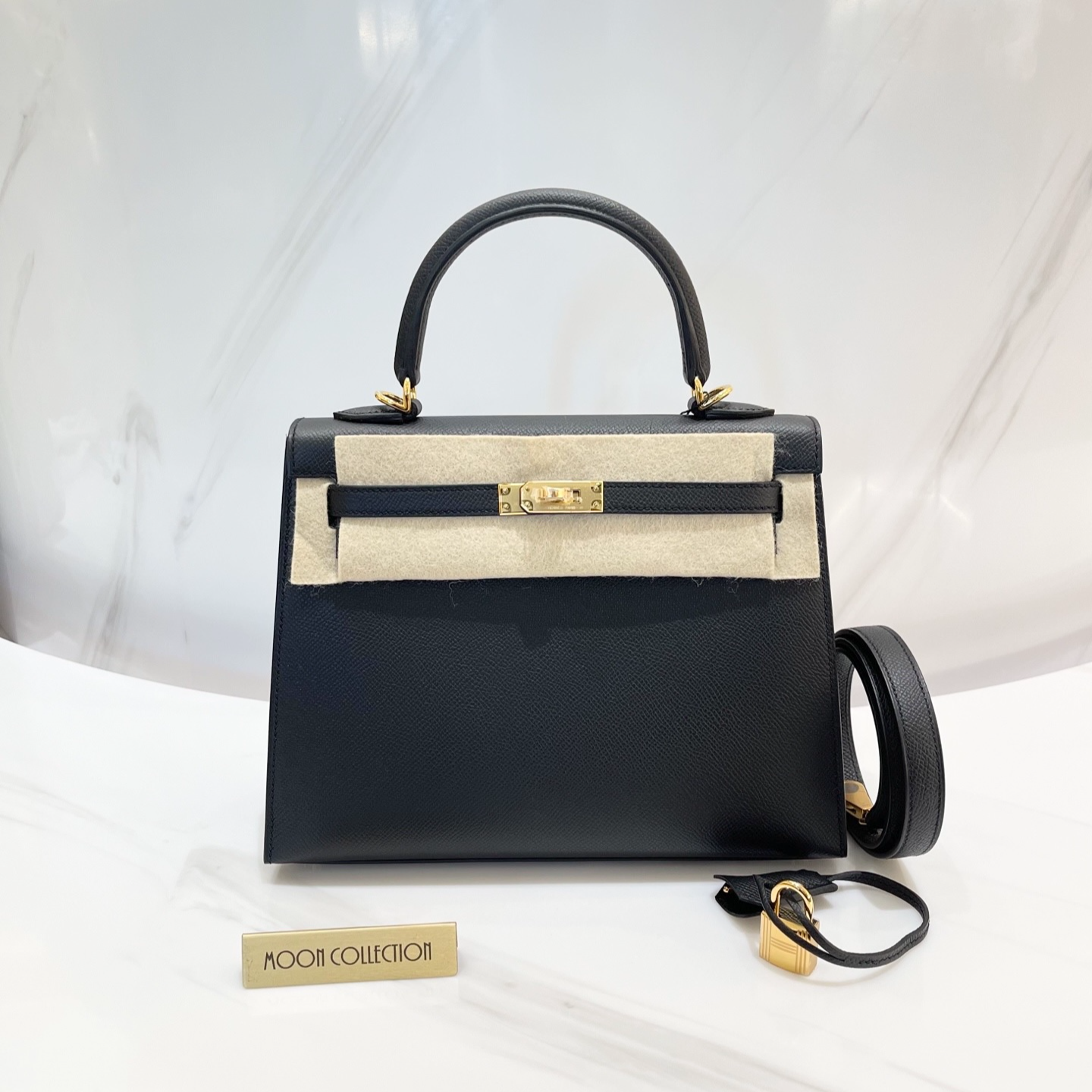 未使用 Hermes/爱马仕 全新正品Kelly25 黑金 Epsom w刻