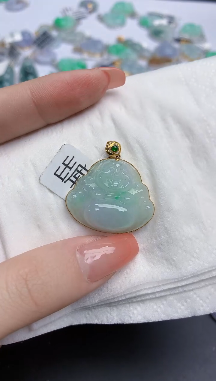 【闪购商品】翡翠颈饰18K金镶嵌天然缅甸翡翠A货