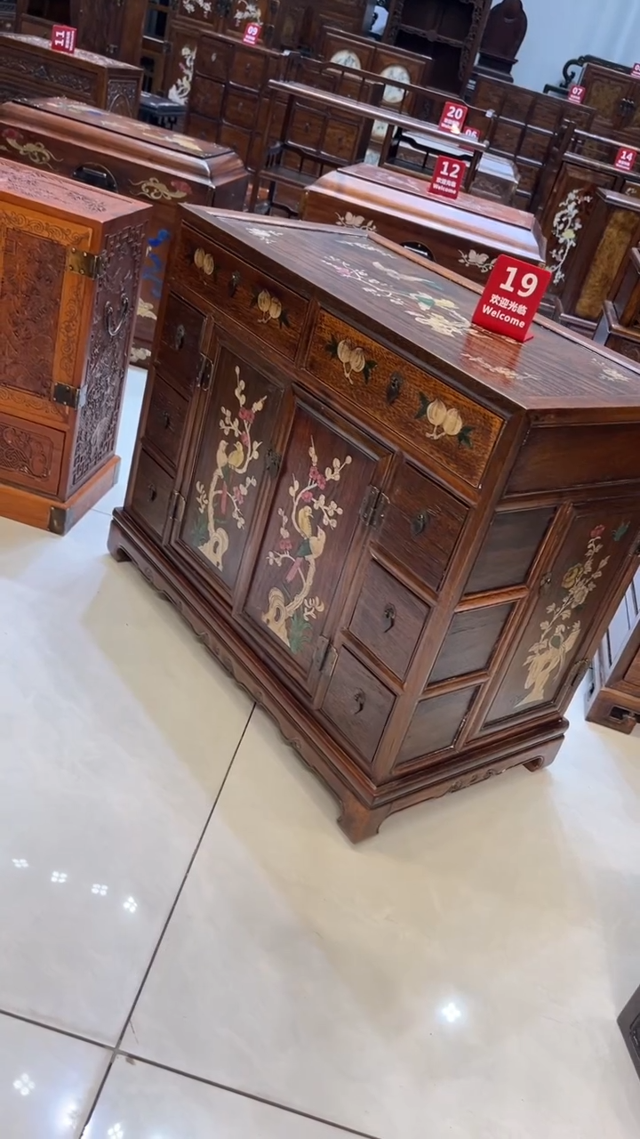 【闪购商品】木喜鹊登梅螺钿收纳柜
