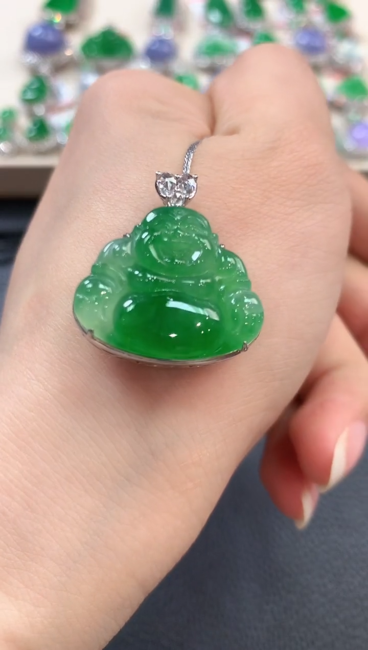 【闪购商品】翡翠吊坠(不含链)18K金镶嵌b112     