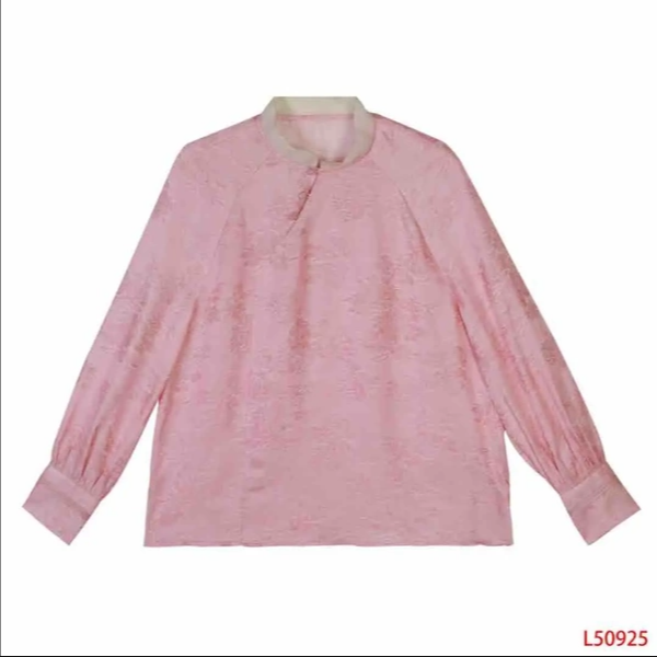 璐   新中式风桑蚕丝 玉楼春粉色黄色衬衫  50925