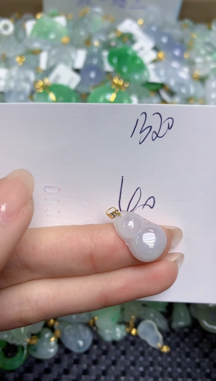 【闪购商品】翡翠颈饰18K金镶嵌天然缅甸A货翡翠