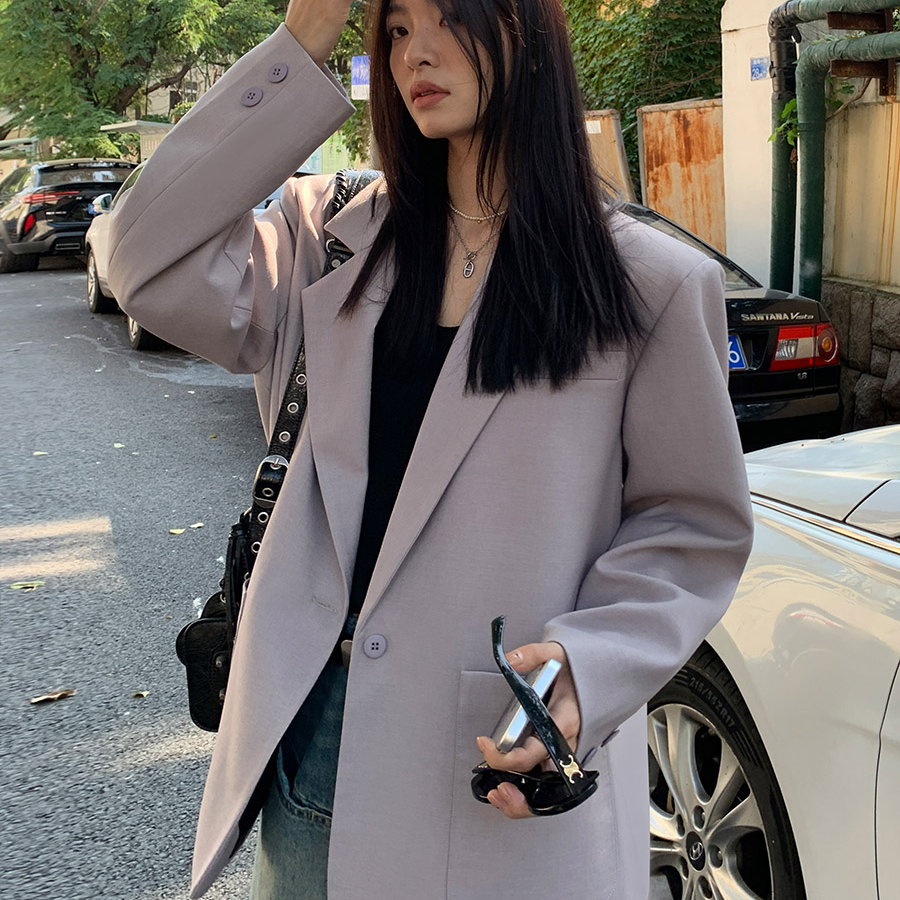 洛边 原创设计师款！西装服外套上衣春秋新宽松百搭慵懒风女休闲