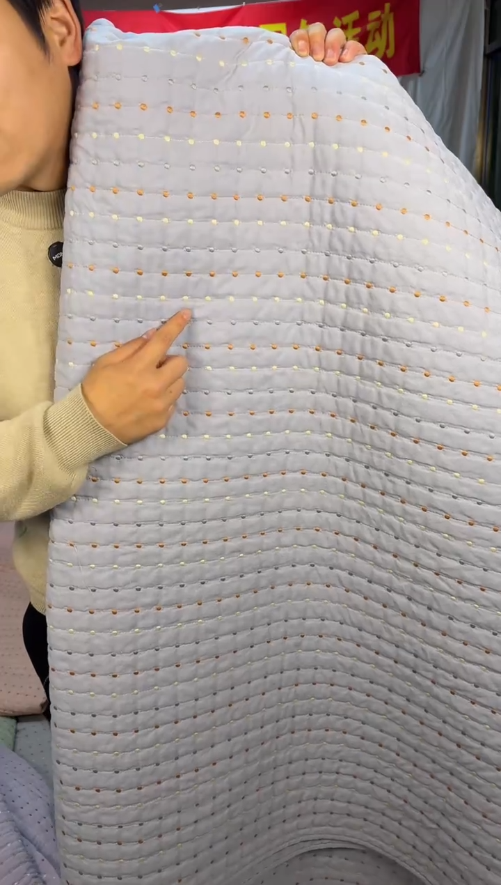 棉纯棉米粒秀200*230三件套灰蓝色