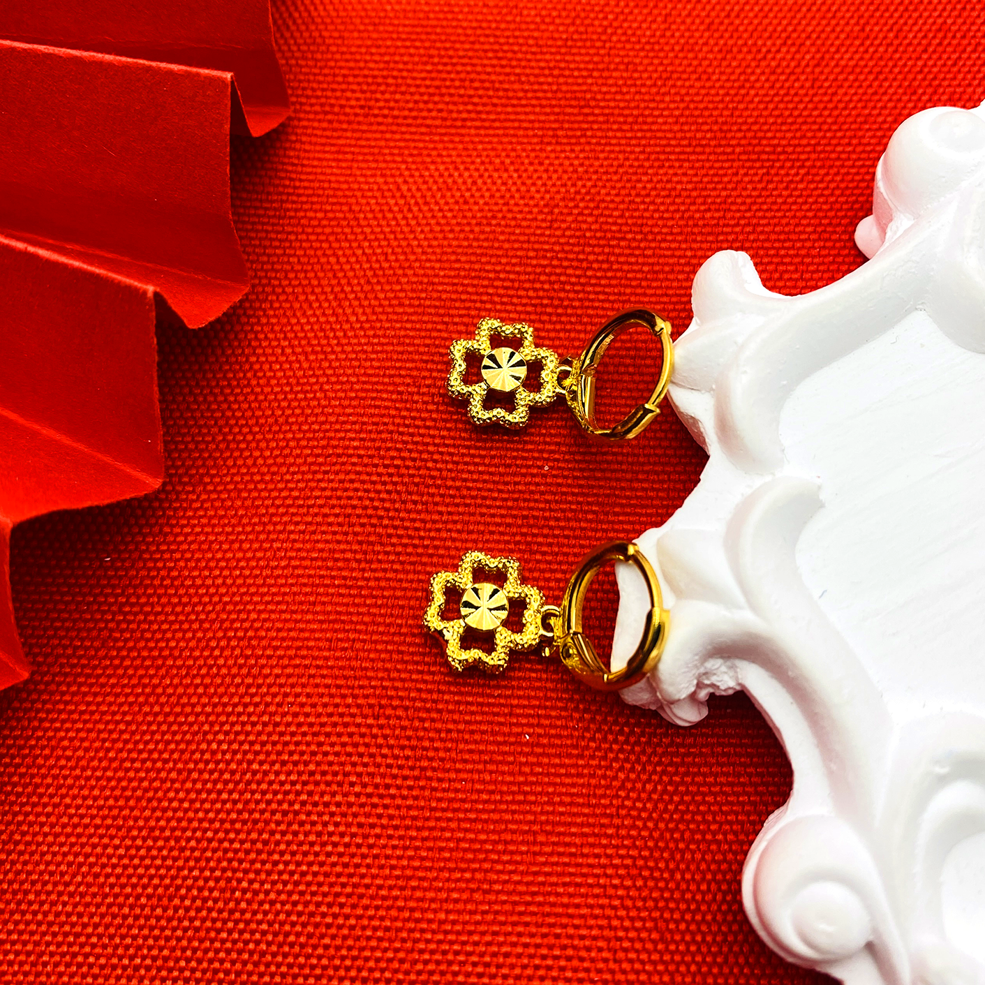 铜合金耳饰 【桃花耳环】百搭气质简约复古首饰品优雅女士耳环时尚