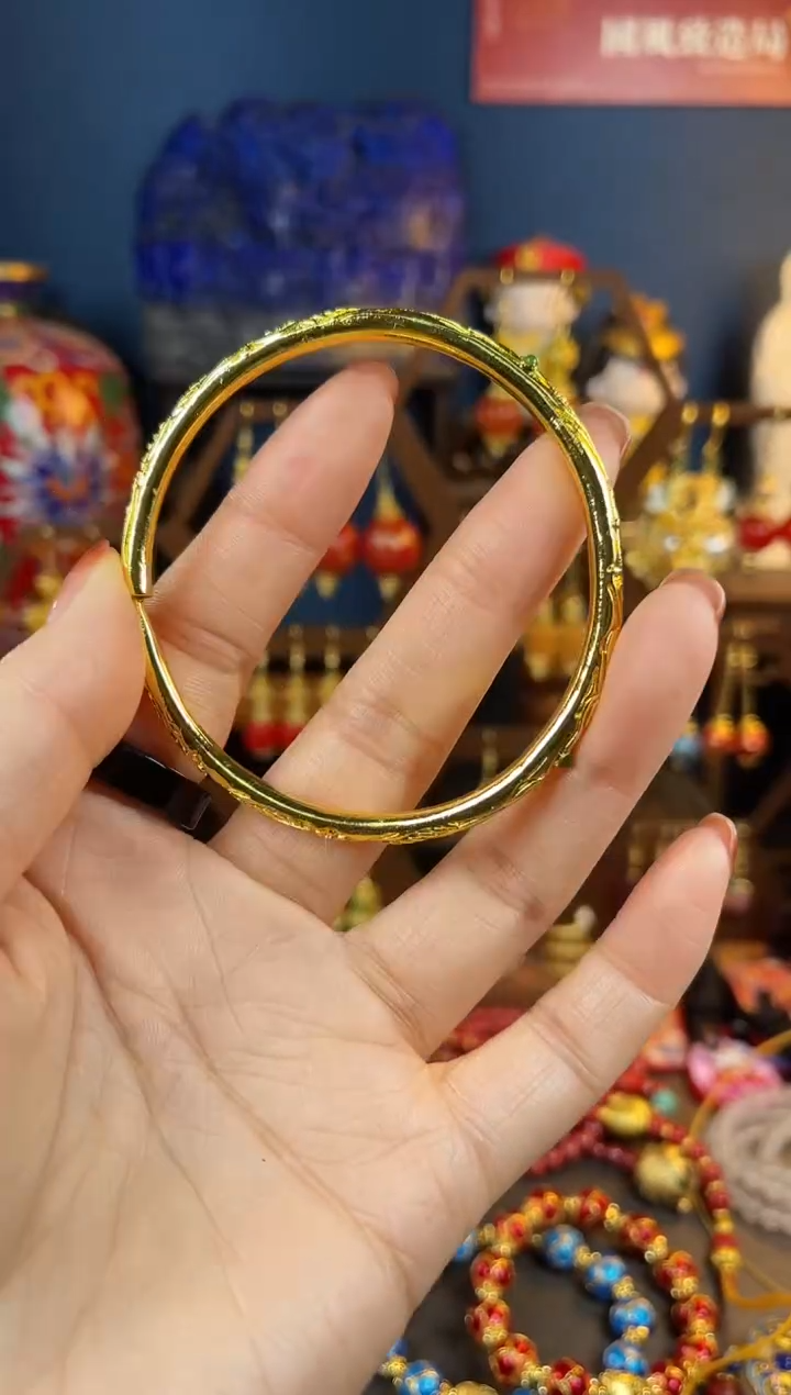 【闪购商品】413号珐琅景泰蓝仿錾刻开口手镯