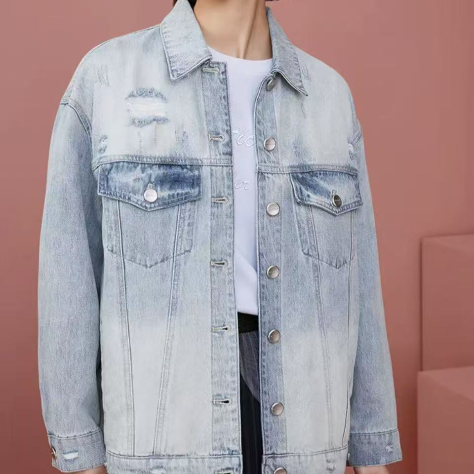 0856【商场同款】曼德诗棉质牛仔外套春季渐变百搭休闲上衣