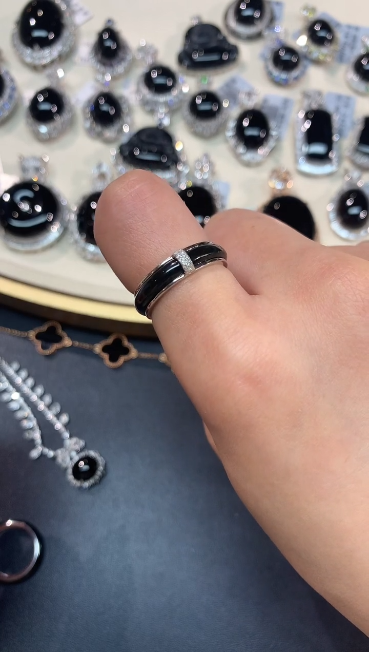 【闪购商品】翡翠戒指18K金镶嵌A418|多样性发一件9-19圈两用