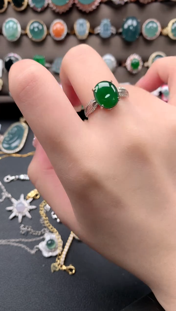 【闪购商品】翡翠戒指银S925镶嵌52141