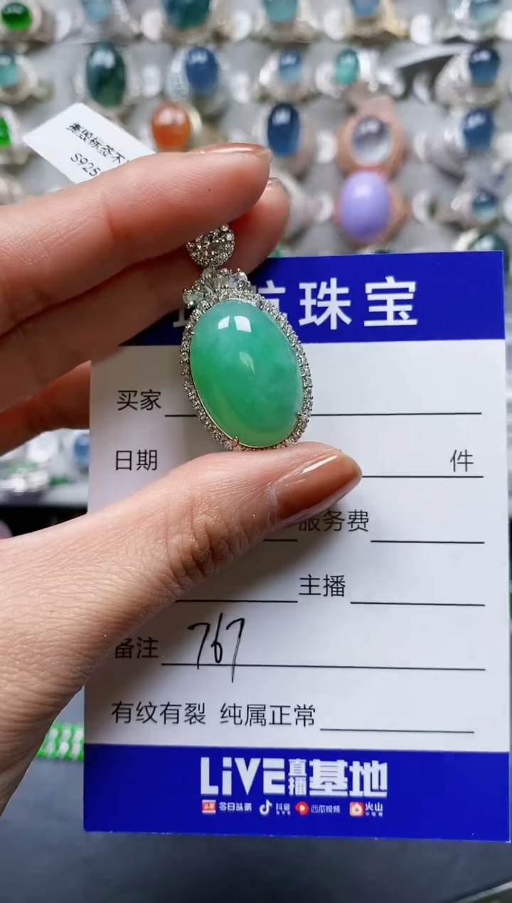 【闪购商品】翡翠颈饰银S925镶嵌0767