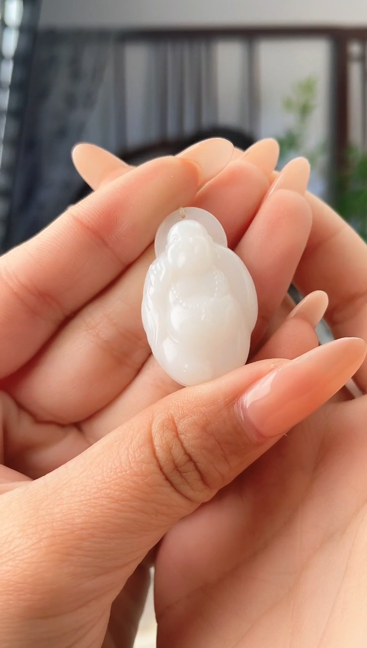 颈饰未镶嵌和田玉逍遥佛 多样性发其一 xp