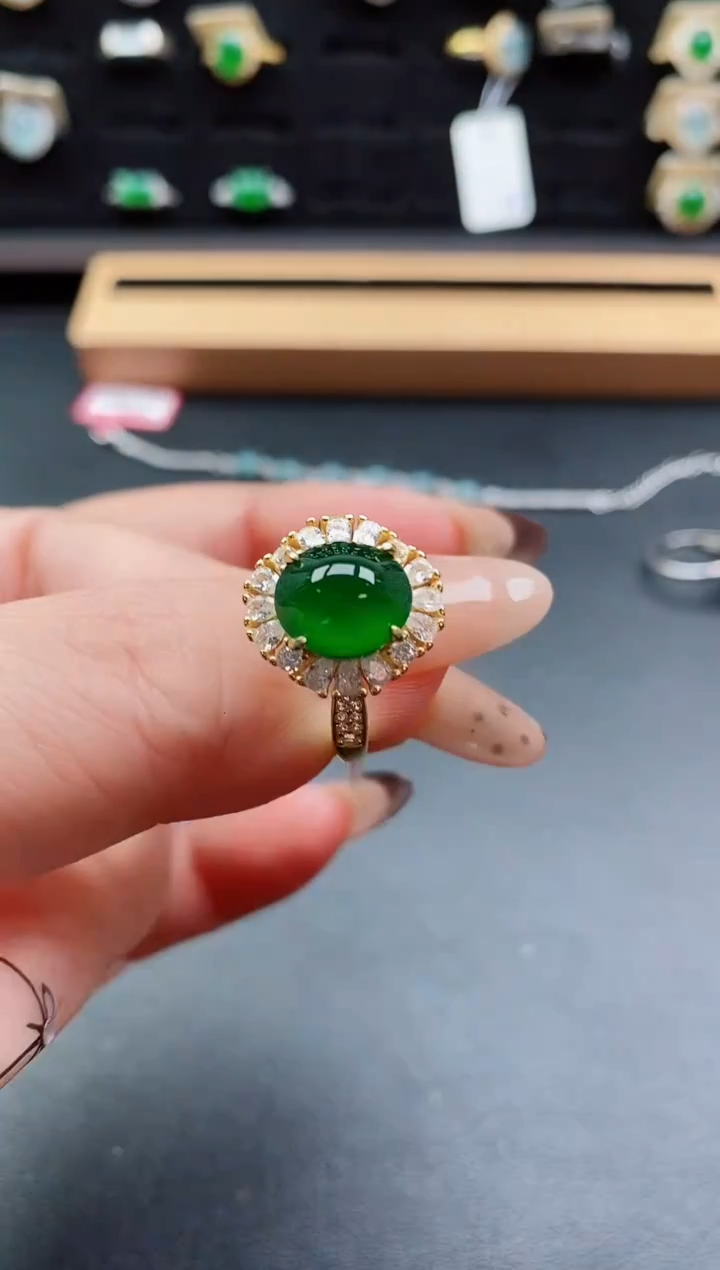 银S925镶嵌戒指翡翠1