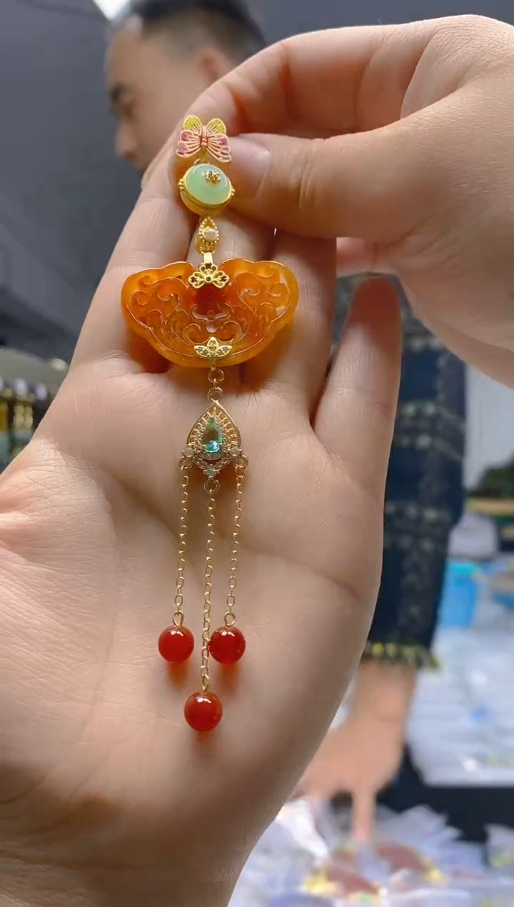 【闪购商品】翡翠耳饰合金0186翡翠压襟