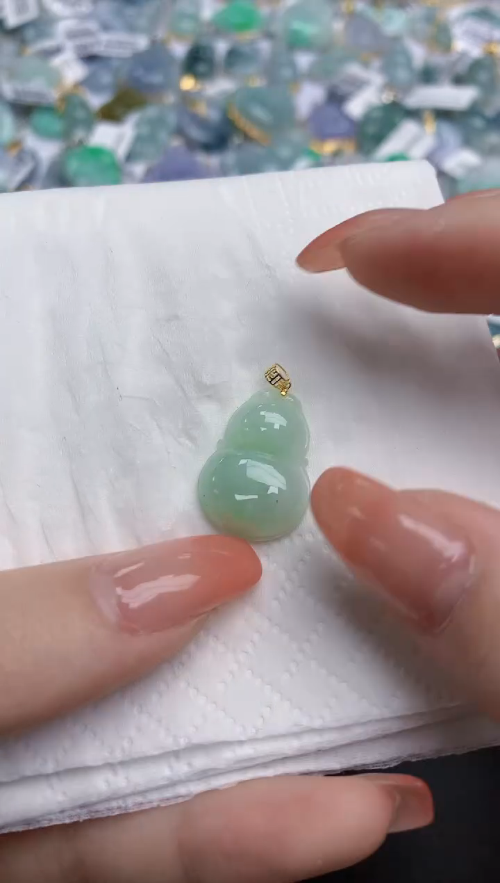 【闪购商品】翡翠颈饰18K金镶嵌天然缅甸翡翠A货