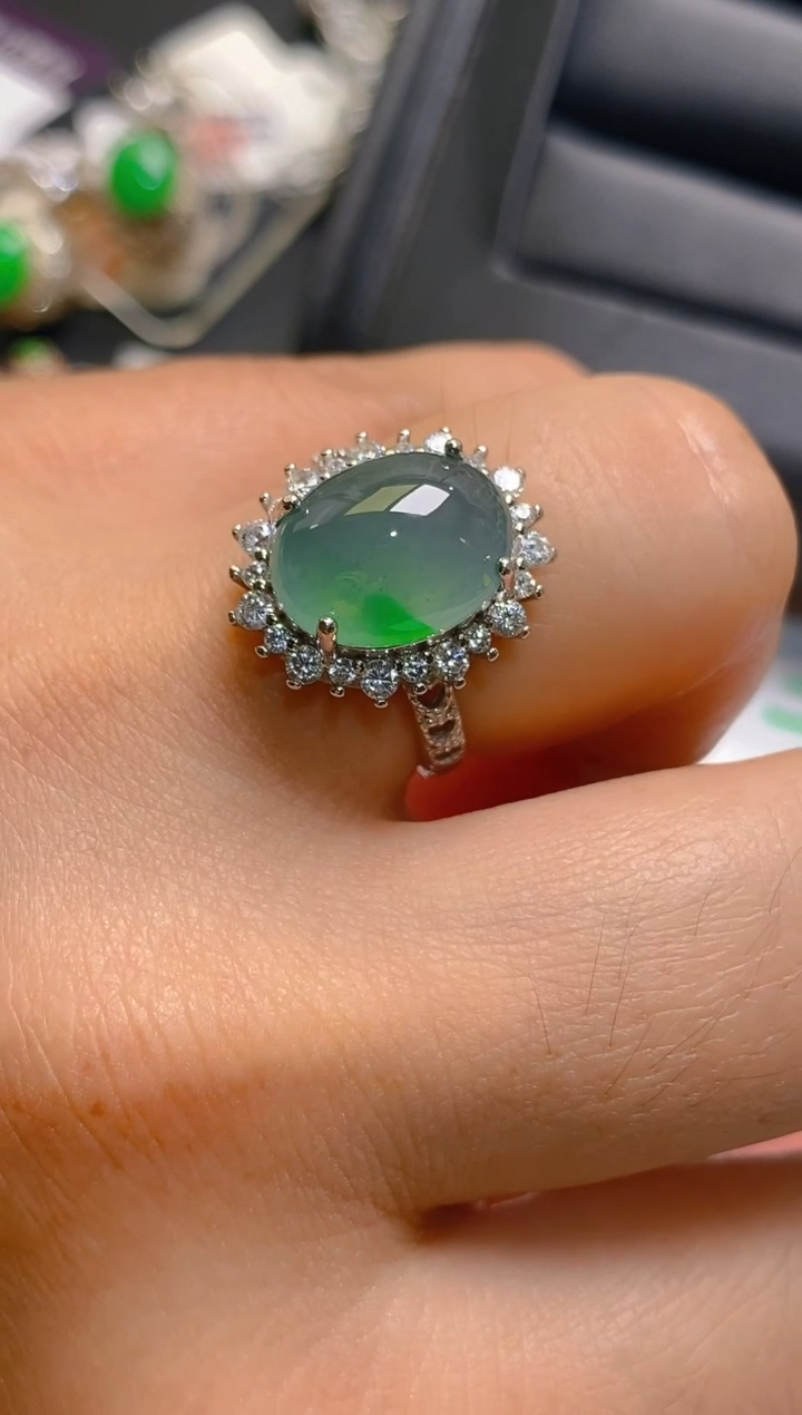 【闪购商品】翡翠耳饰银S925镶嵌天然A货翡翠1