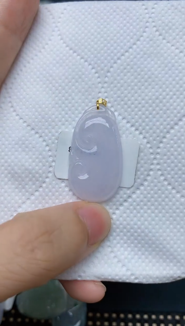 翡翠18K金镶嵌颈饰天然缅甸A货翡翠