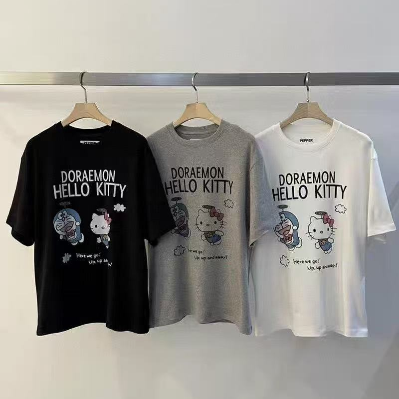 格子推荐~卡通风KT叮当猫印花圆领短袖T恤809清仓