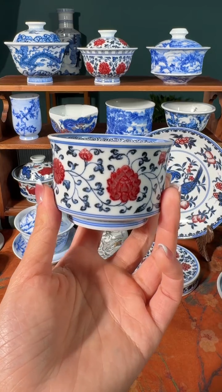 【闪购商品】杯永明尚玩缠枝花卉折腰杯