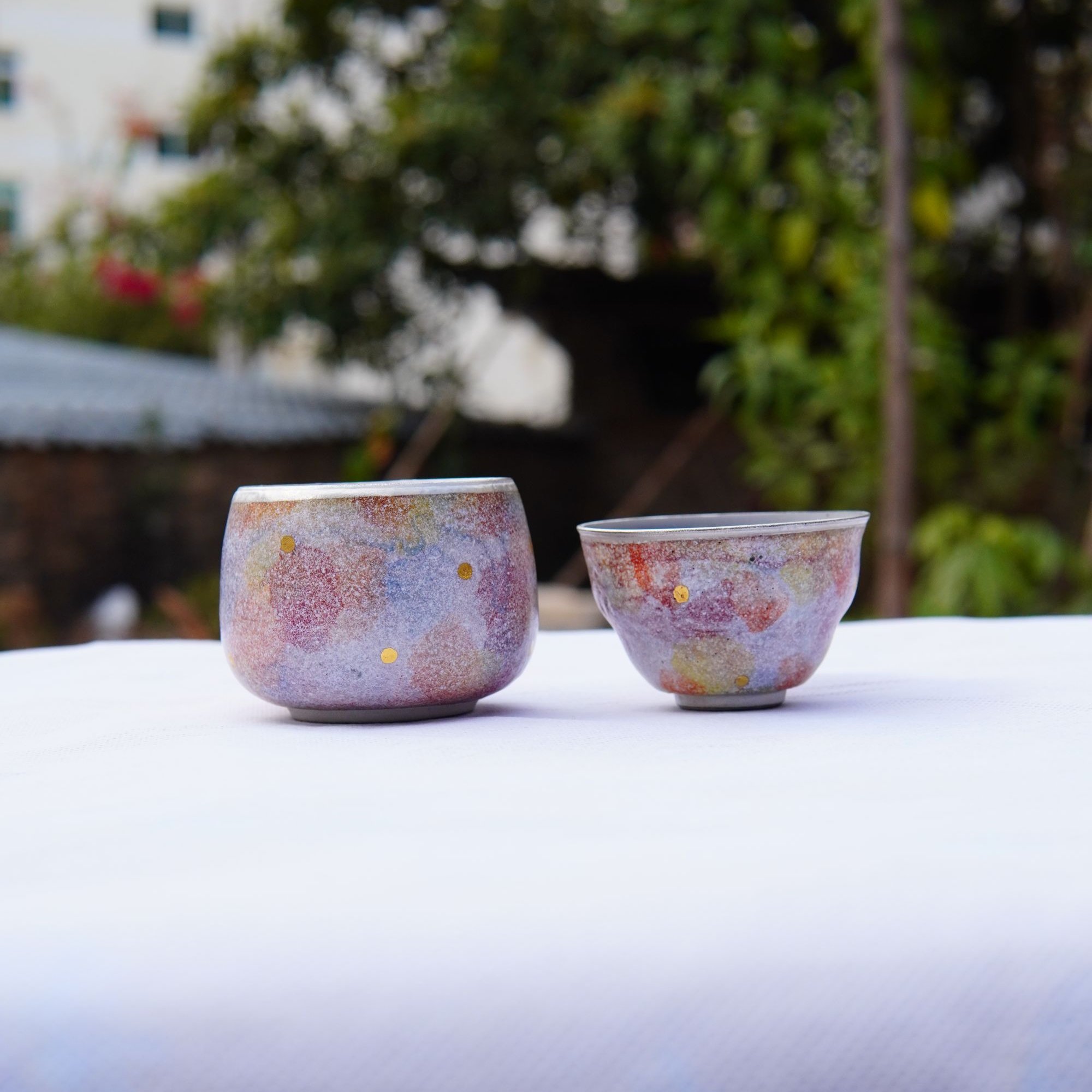 亘古 中式七彩岩矿纯手工葫芦杯品茗杯家用国风精美陶瓷功夫茶具