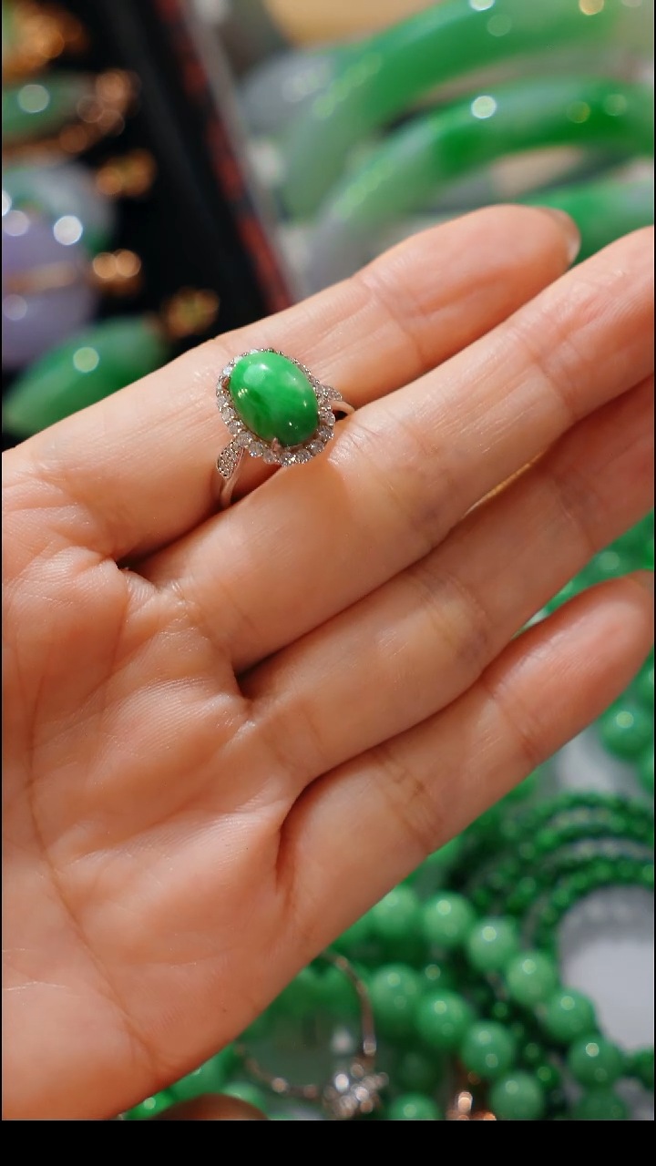 合金戒指翡翠翡翠戒指