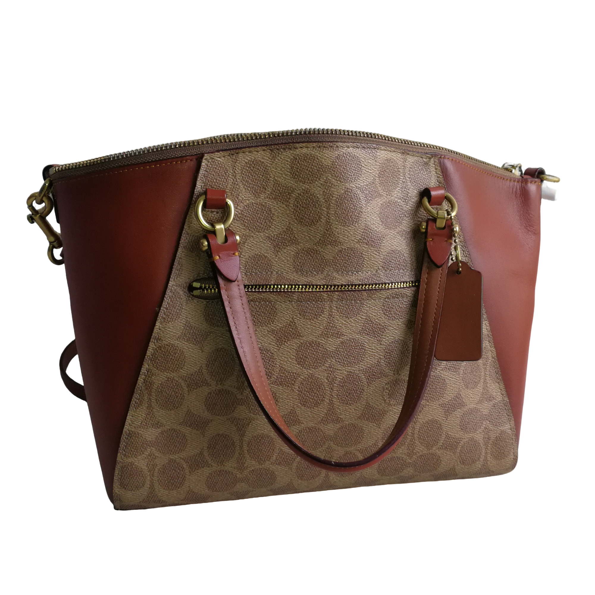 95新 COACH/蔻驰 Coach 老花拼红饺子包 112902