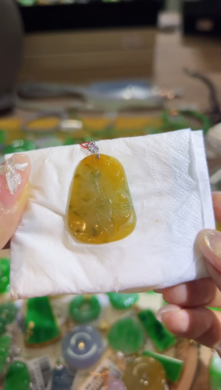 【闪购商品】翡翠颈饰18K金镶嵌Q缅料A货翡翠/支持复检/一件
