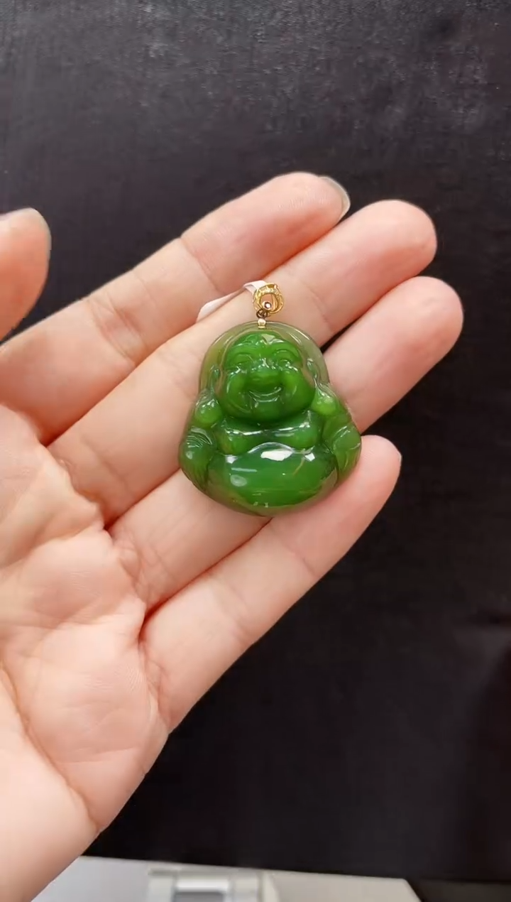 和田玉18K金镶嵌吊坠(赠链)多样性发一