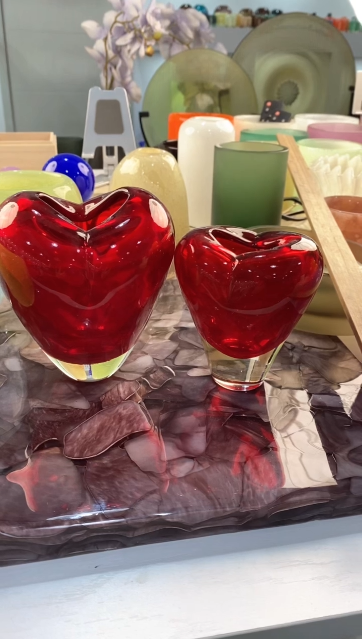 【闪购商品】琉璃慕忆家花瓶心心相印一对