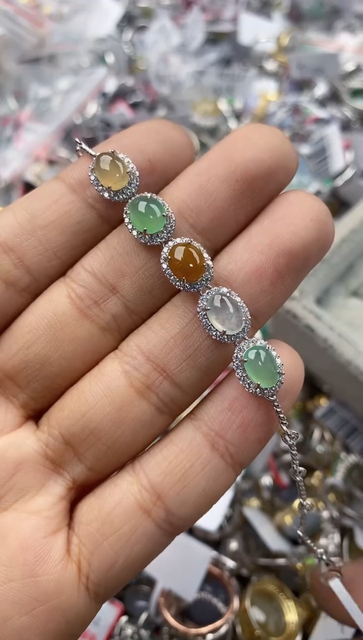 银S925镶嵌戒指翡翠444---6