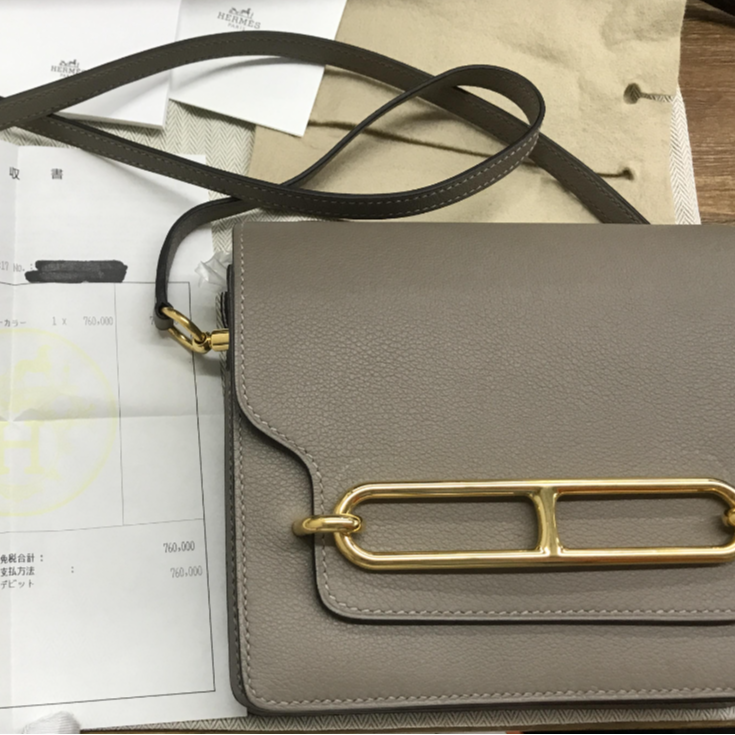 99新 Hermes/爱马仕 小花双双爱马仕 猪鼻子19 M8沥青灰 带票全套