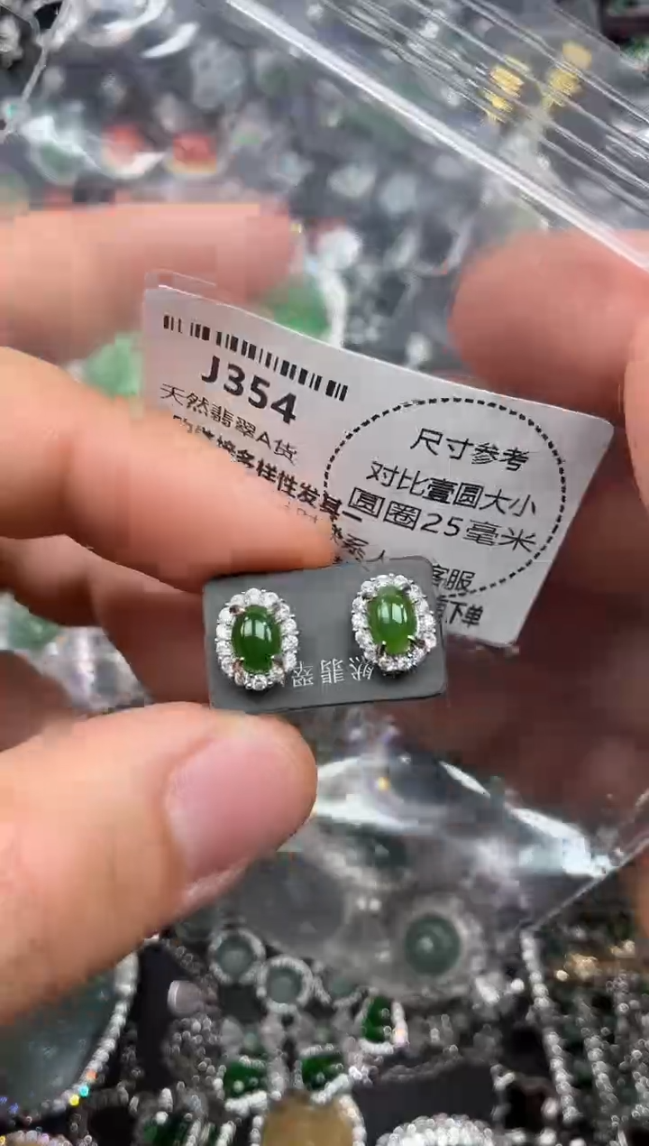 颈饰未镶嵌翡翠J354耳钉
