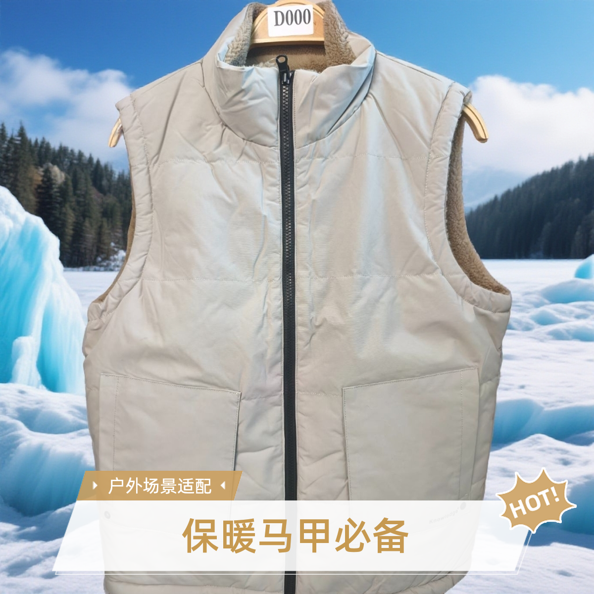 D000【秋冬标准加绒马甲保暖多口袋时尚】