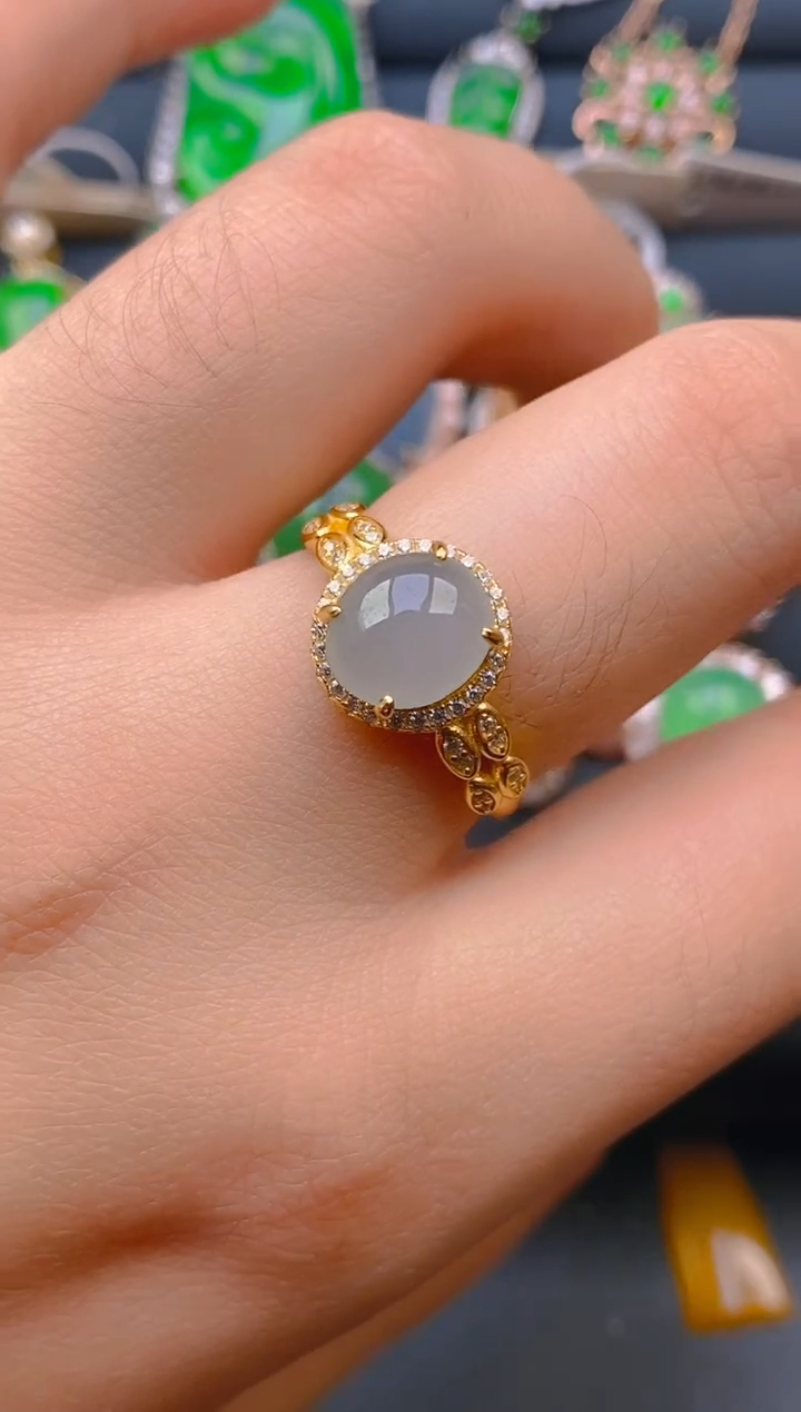 【闪购商品】翡翠戒指银S925镶嵌天然A货翡翠1