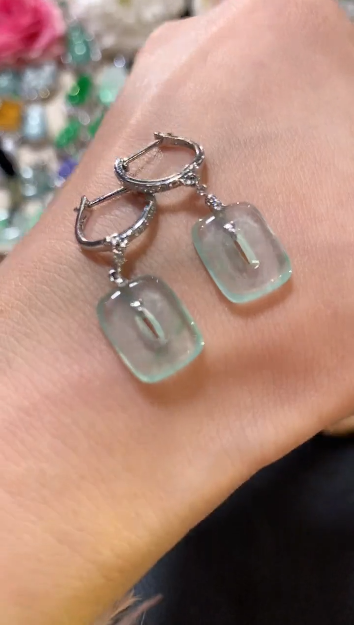 18K金镶嵌翡翠耳饰m5   