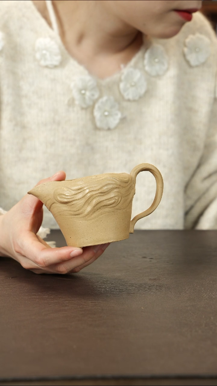 茶杯紫砂流云公道杯 老段泥 220cc