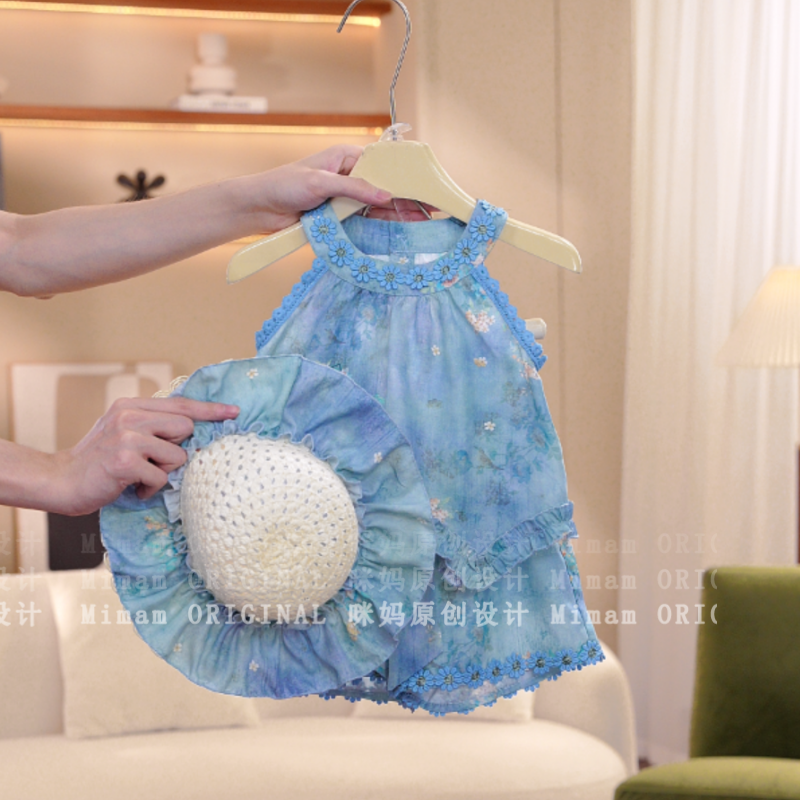 【奶蓝绮梦】女童套装夏季新款清新田园风女宝宝套装5X231LS