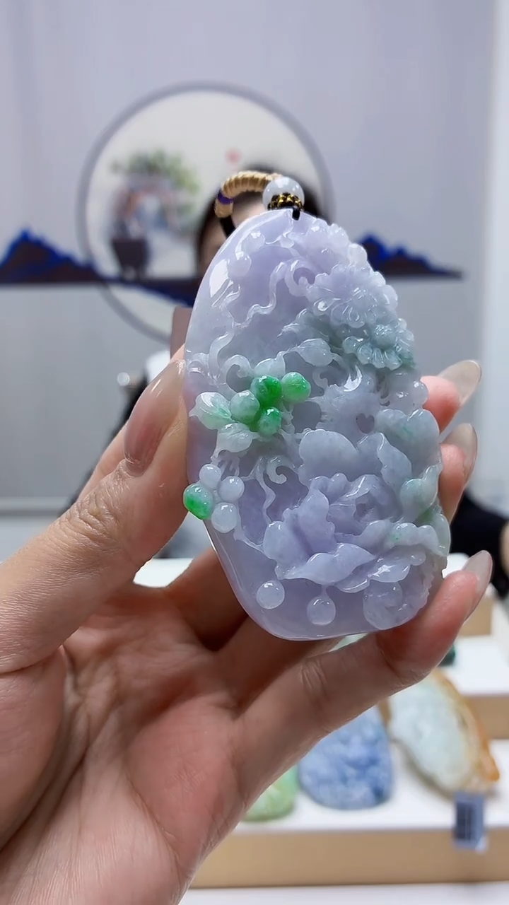 未镶嵌定制翡翠5160MM-毛货挂件91