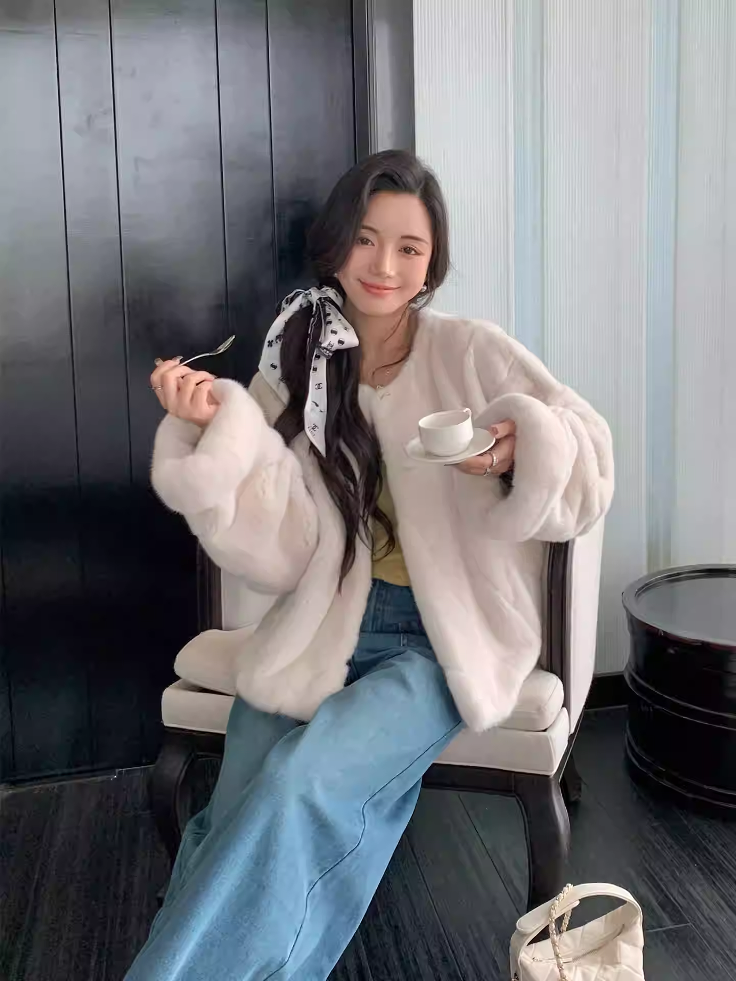 进口天鹅绒貂皮整貂皮草外套水貂毛年轻时尚貂皮大衣女2025新款冬