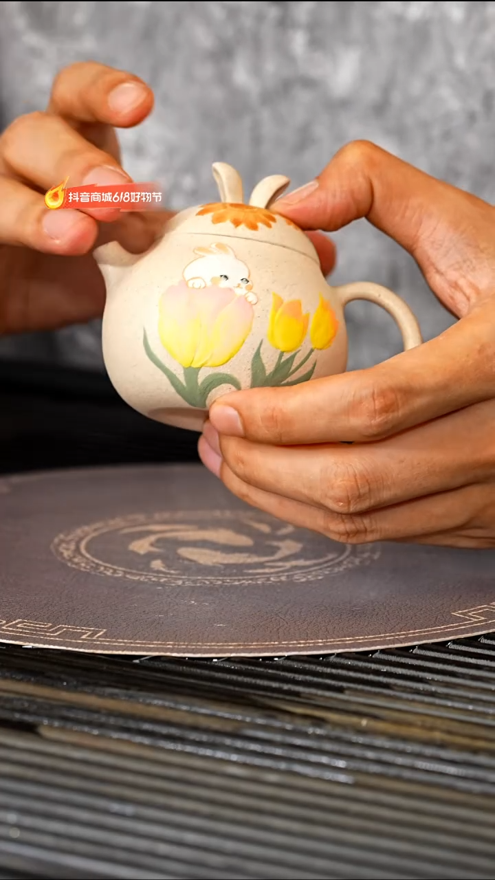 茶壶紫砂宜兴紫砂 WYS 白泥 玉兔 