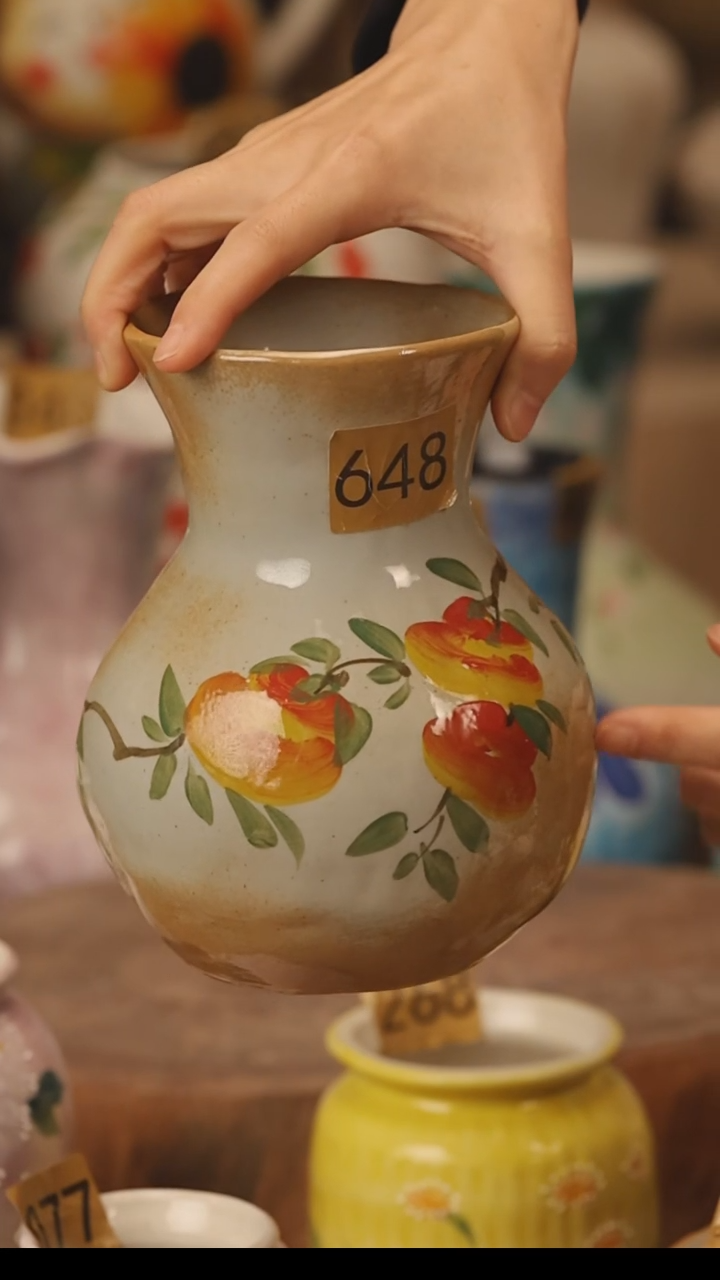 陶瓷景德镇设计师手作花器摆件侘寂风@M648@