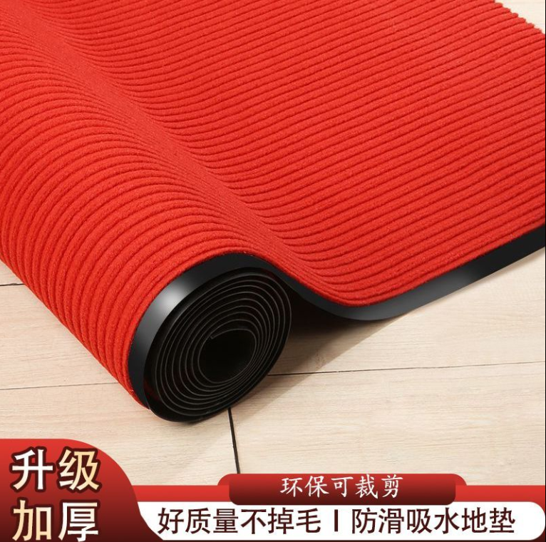 可裁剪酒店门口入户门PVC双条纹大门口地垫防滑餐厅门垫