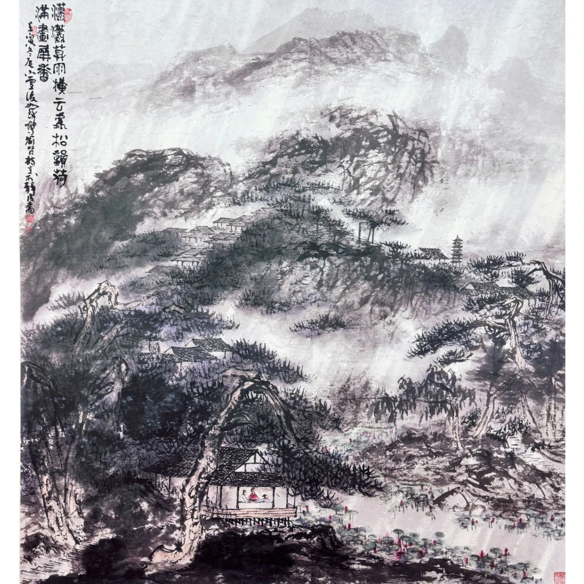 《潇潇暮雨横云处》崔老师如琢先生 山水绘画作品 104*113cm 版画